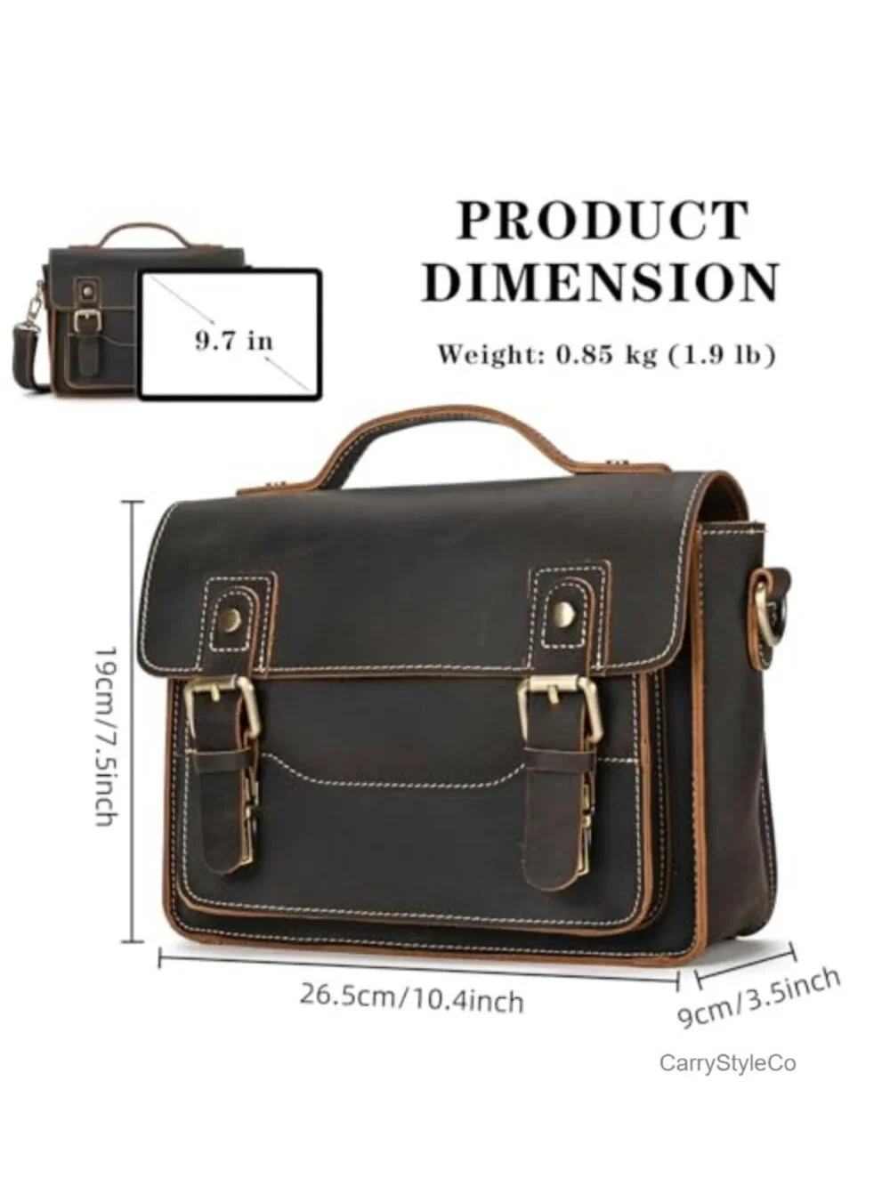 Genuine Leather Messenger Bag Laptop Crossbody Satchel for Men Work Travel